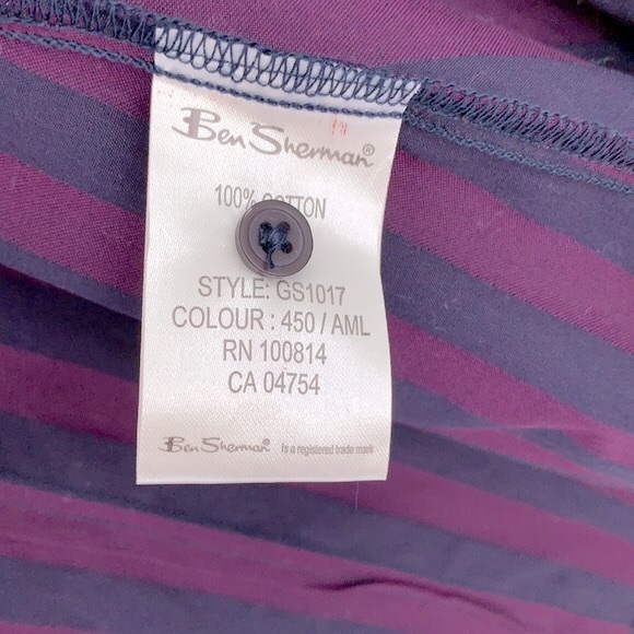 Ben Sherman purple striped 100% cotton button down tailored shirt - Picture 8 of 11